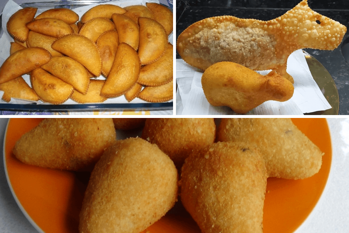 salgadinhos deliciosos com massa de pastel